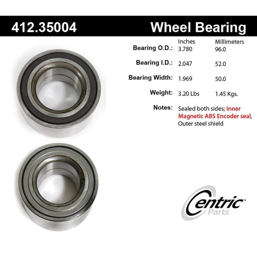 CENTRIC PARTS 412.35004 Centric Premium Double Row Wheel Bearing