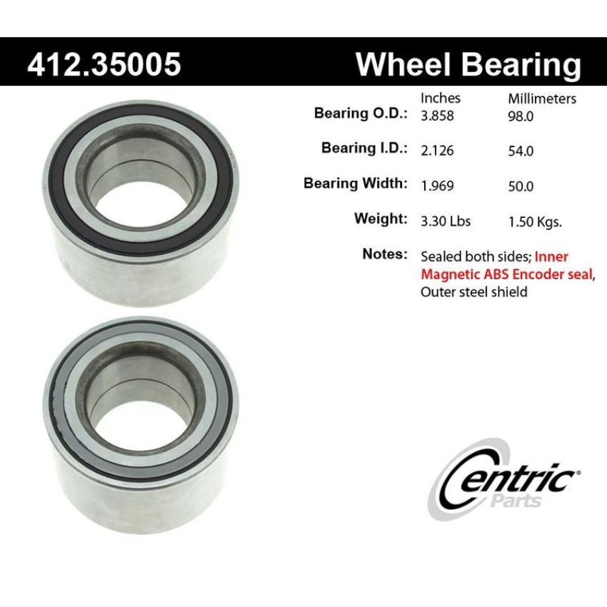 CENTRIC PARTS 412.35005 Centric Premium Double Row Wheel Bearing