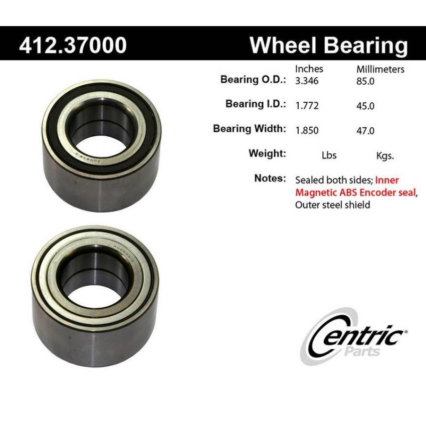 CENTRIC PARTS 412.37000 Centric Premium Double Row Wheel Bearing