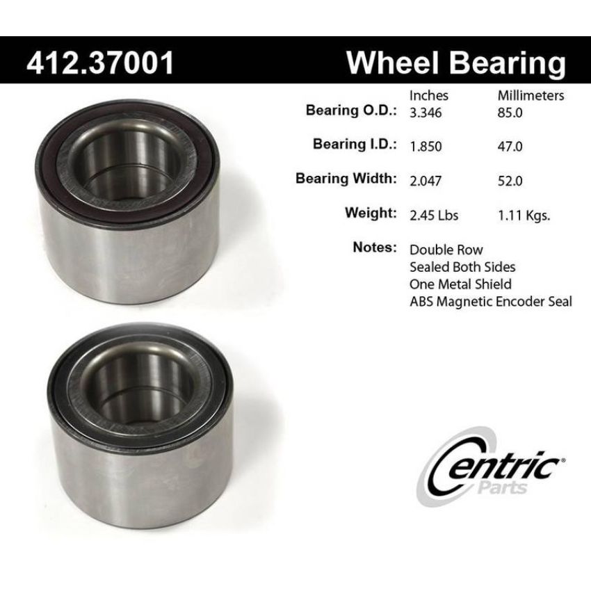CENTRIC PARTS 412.37001 Centric Premium Double Row Wheel Bearing