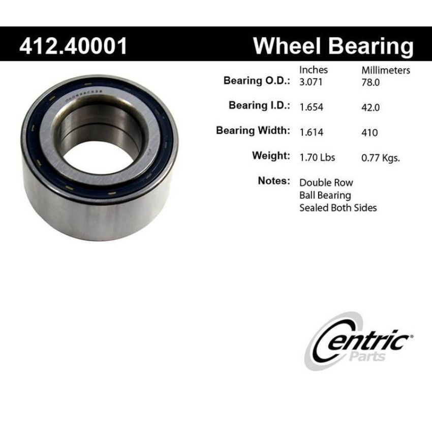 CENTRIC PARTS 412.40001 Centric Premium Double Row Wheel Bearing
