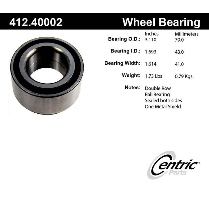 CENTRIC PARTS 412.40002 Centric Premium Double Row Wheel Bearing