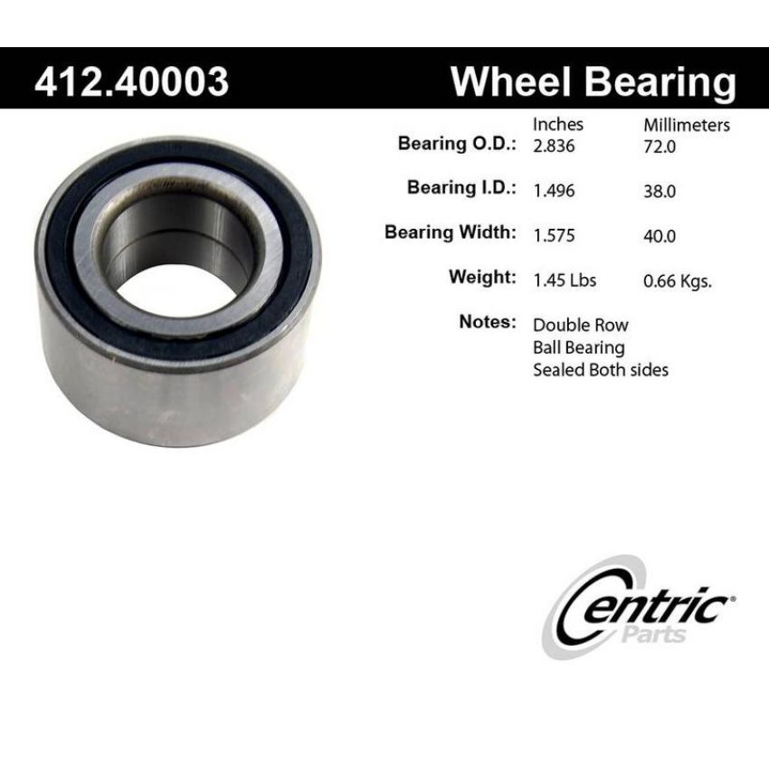 CENTRIC PARTS 412.40003 Centric Premium Double Row Wheel Bearing