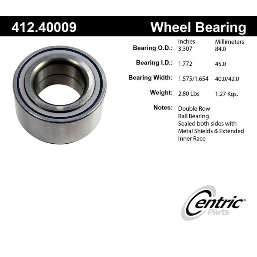 CENTRIC PARTS 412.40009 Centric Premium Double Row Wheel Bearing