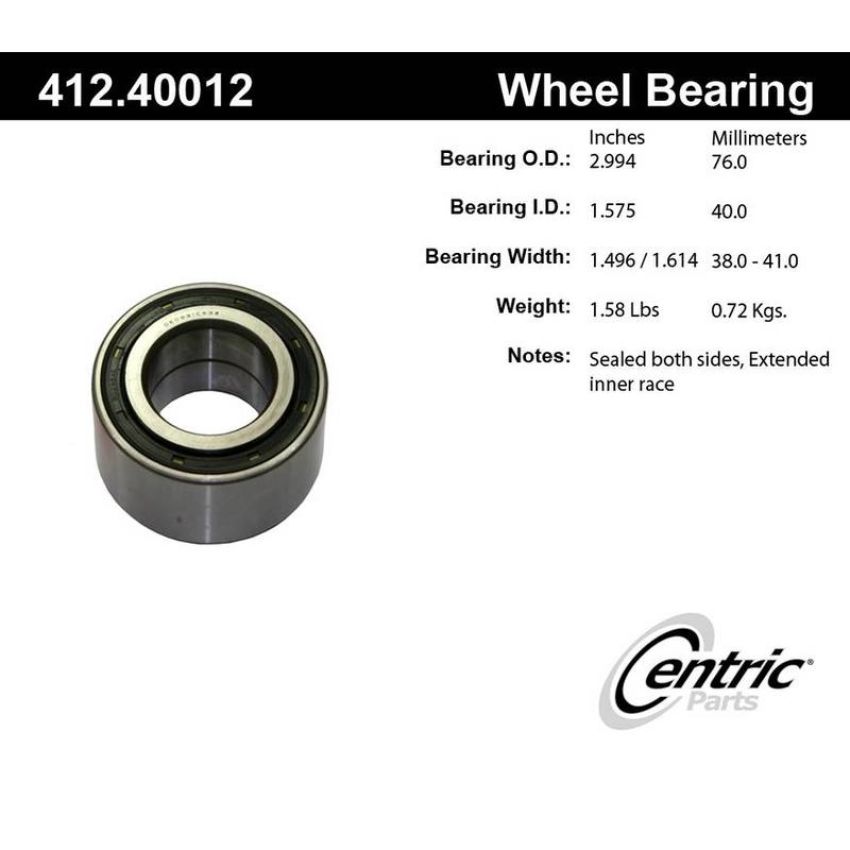 CENTRIC PARTS 412.40012E C-Tek Standard Double Row Wheel Bearing
