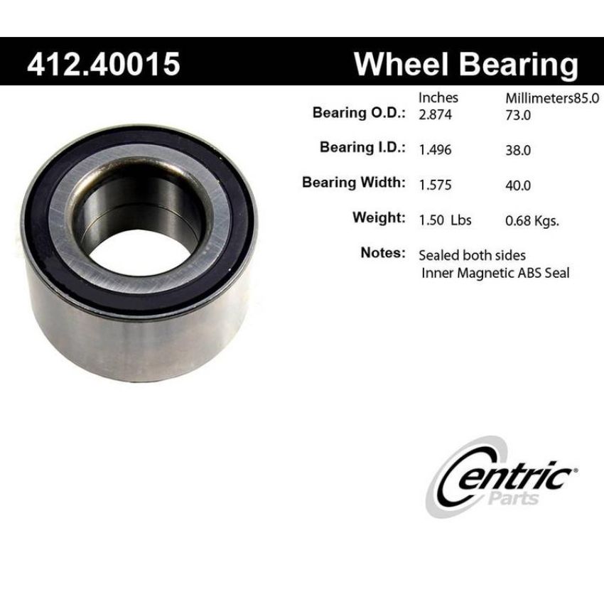 CENTRIC PARTS 412.40015 Centric Premium Double Row Wheel Bearing