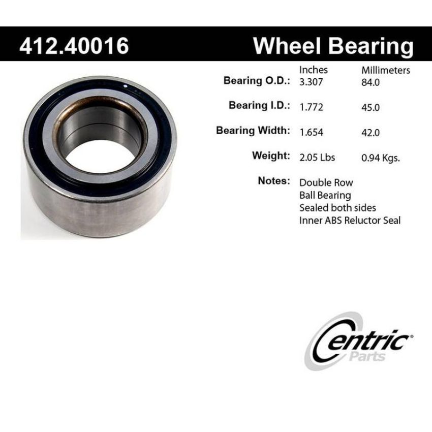 CENTRIC PARTS 412.40016 Centric Premium Double Row Wheel Bearing