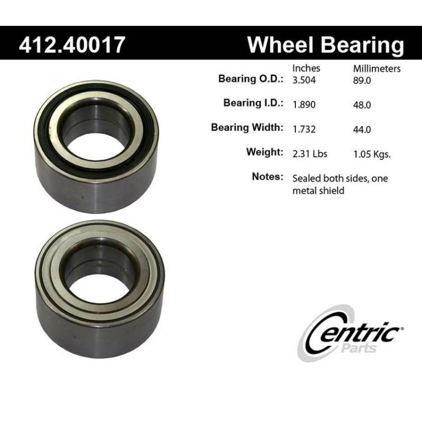 CENTRIC PARTS 412.40017 Centric Premium Double Row Wheel Bearing
