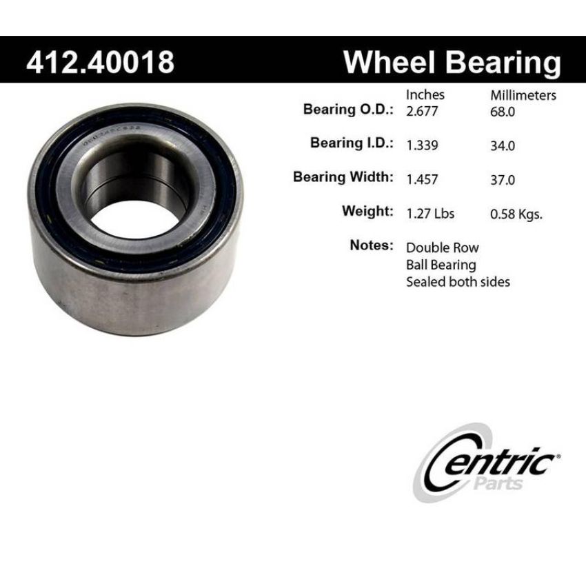 CENTRIC PARTS 412.40018 Centric Premium Double Row Wheel Bearing