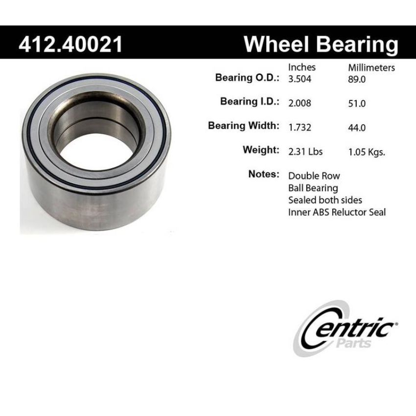 CENTRIC PARTS 412.40021 Centric Premium Double Row Wheel Bearing