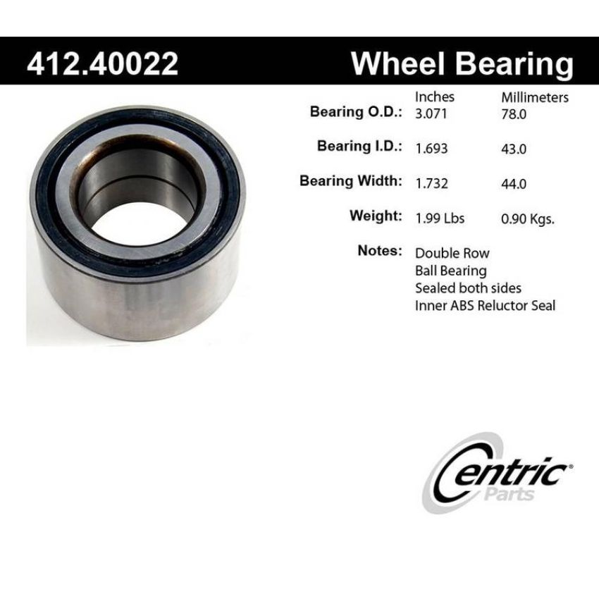CENTRIC PARTS 412.40022 Centric Premium Double Row Wheel Bearing
