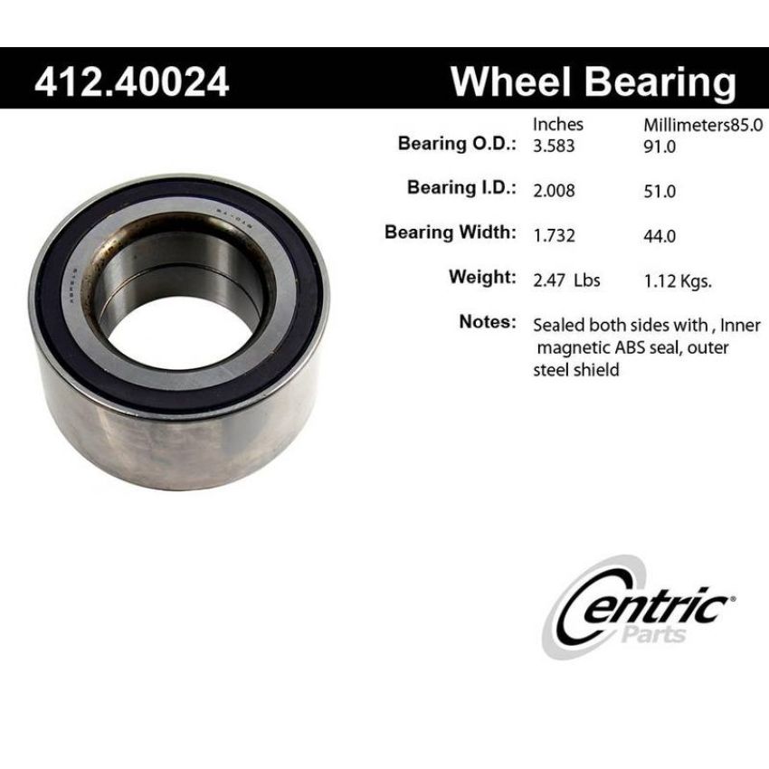 CENTRIC PARTS 412.40024 Centric Premium Double Row Wheel Bearing