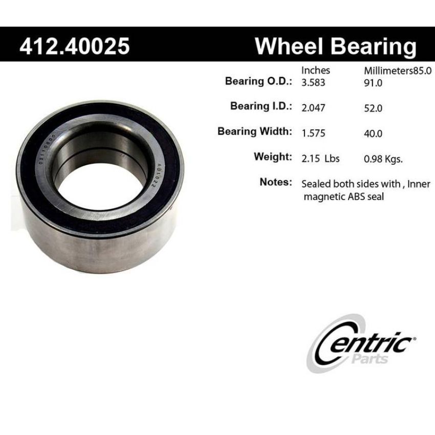 CENTRIC PARTS 412.40025 Centric Premium Double Row Wheel Bearing