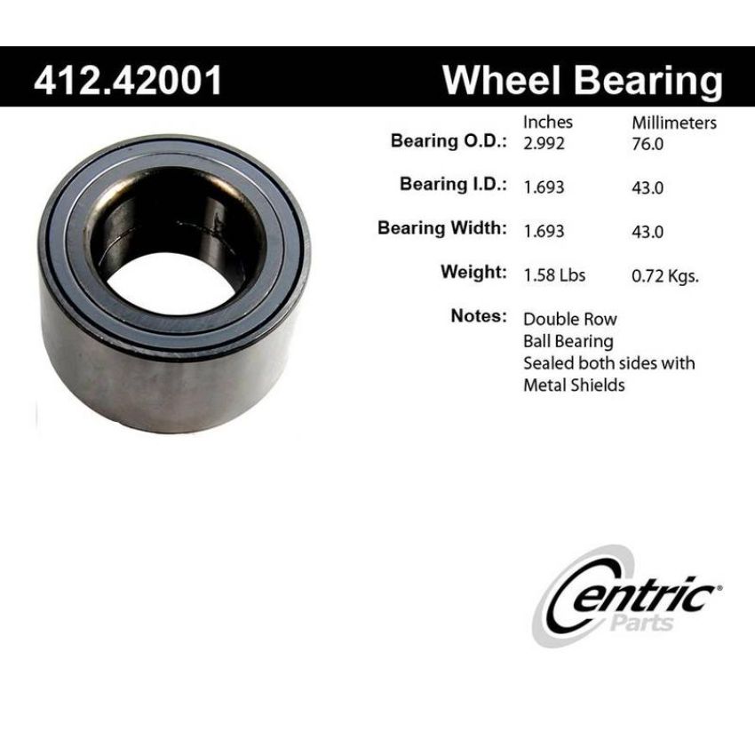 CENTRIC PARTS 412.42001 Centric Premium Double Row Wheel Bearing
