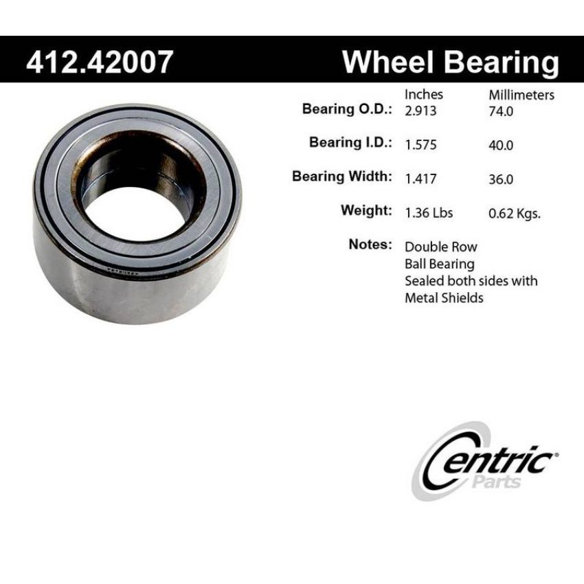 CENTRIC PARTS 412.42007 Centric Premium Double Row Wheel Bearing