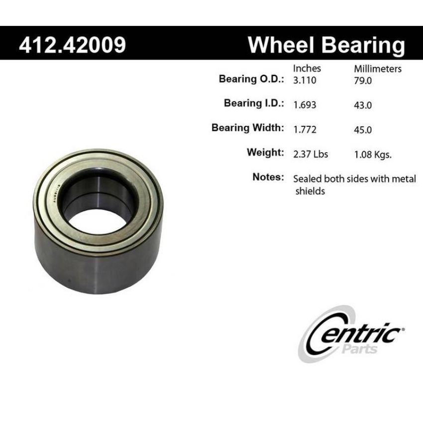 CENTRIC PARTS 412.42009E C-Tek Standard Double Row Wheel Bearing