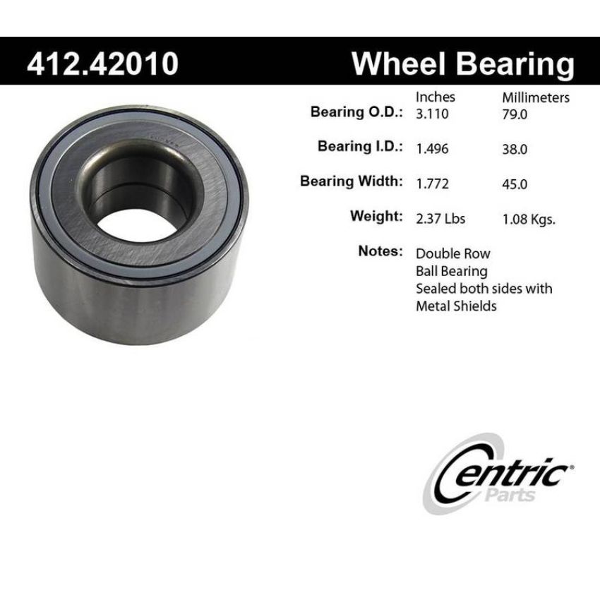 CENTRIC PARTS 412.42010E C-Tek Standard Double Row Wheel Bearing