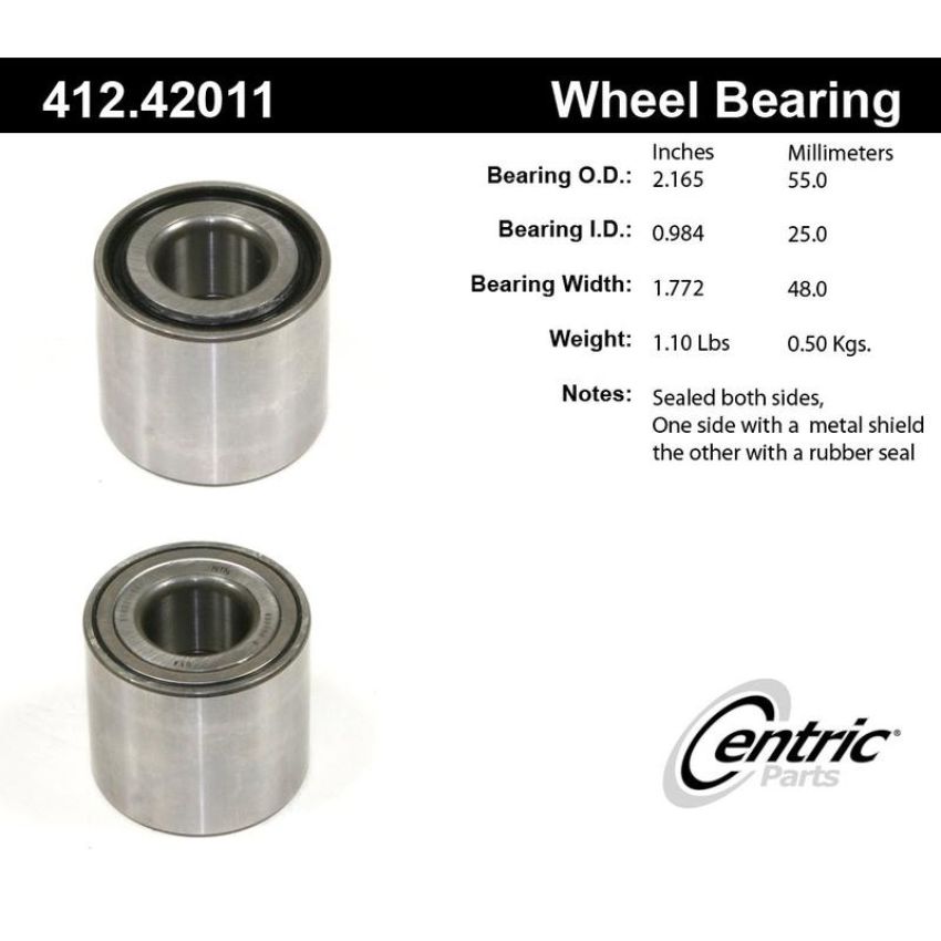 CENTRIC PARTS 412.42011 Centric Premium Double Row Wheel Bearing