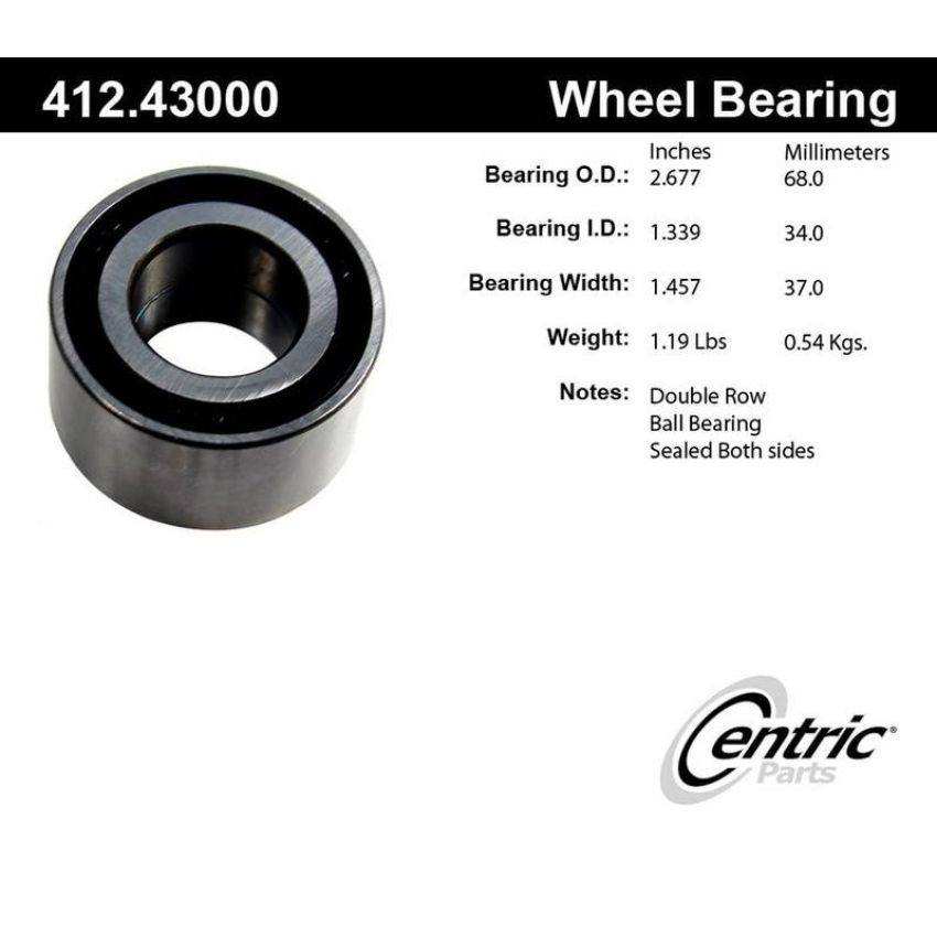 CENTRIC PARTS 412.43000E C-Tek Standard Double Row Wheel Bearing