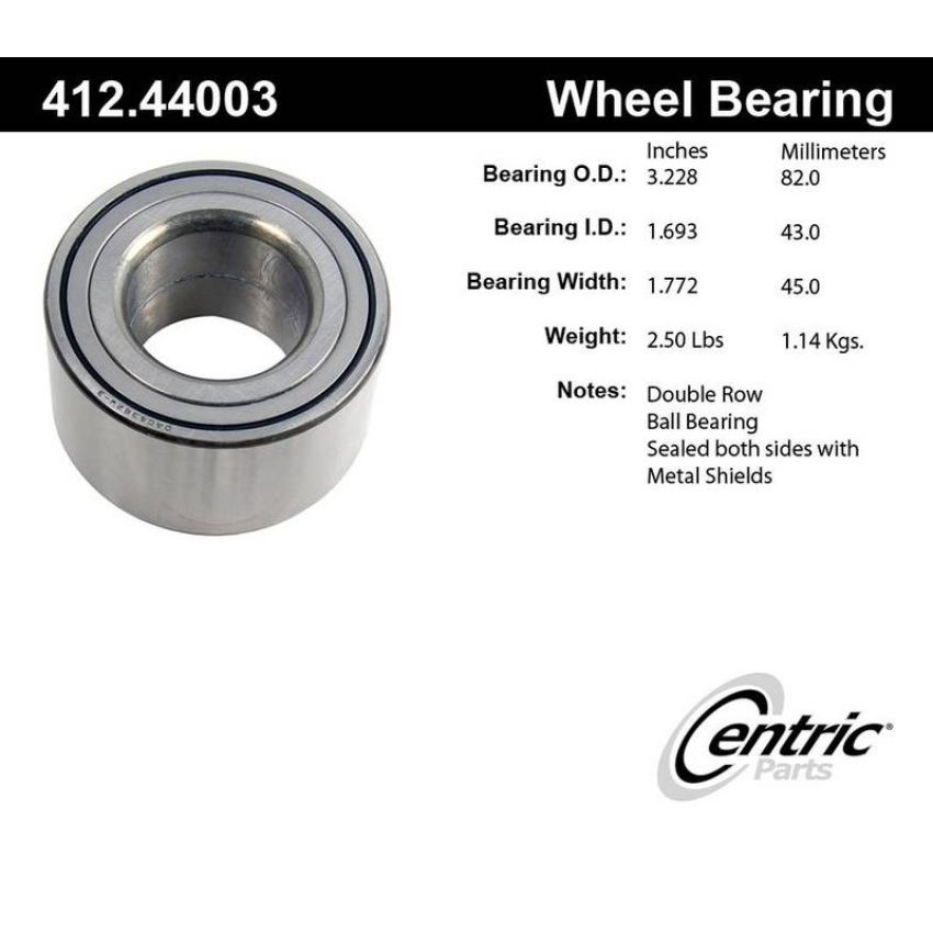 CENTRIC PARTS 412.44003 Centric Premium Double Row Wheel Bearing