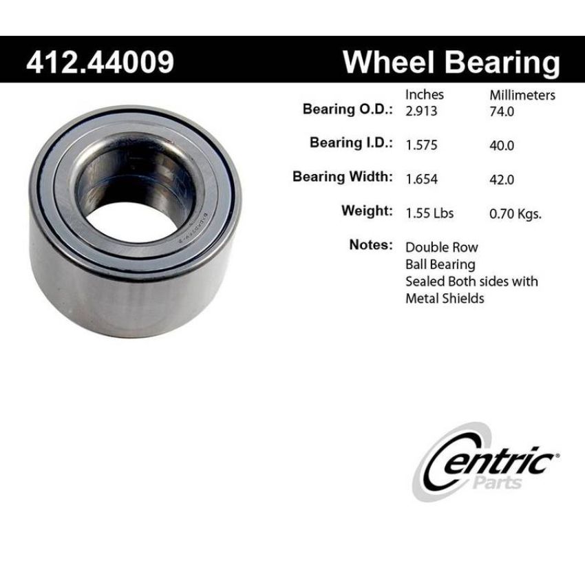 CENTRIC PARTS 412.44009 Centric Premium Double Row Wheel Bearing