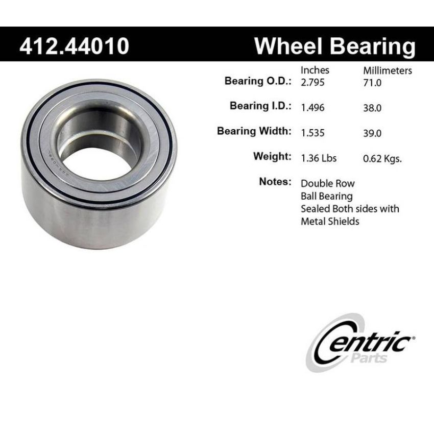 CENTRIC PARTS 412.44010E C-Tek Standard Double Row Wheel Bearing