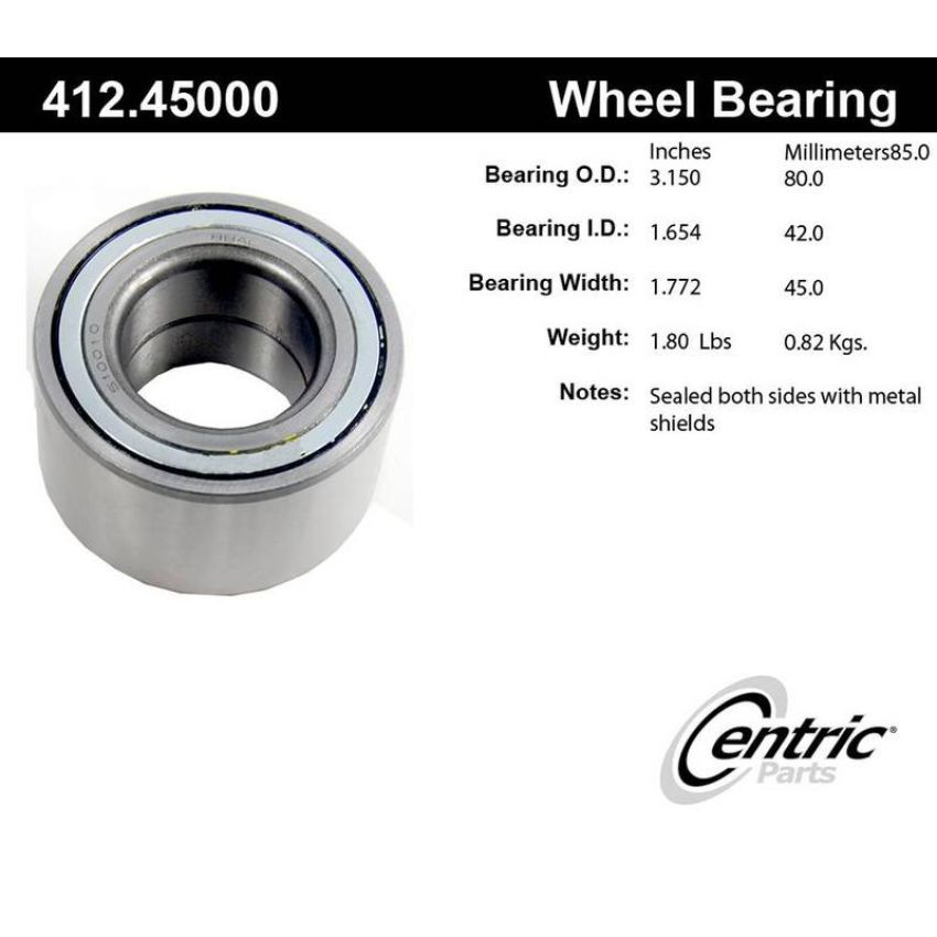 CENTRIC PARTS 412.45000E C-Tek Standard Double Row Wheel Bearing