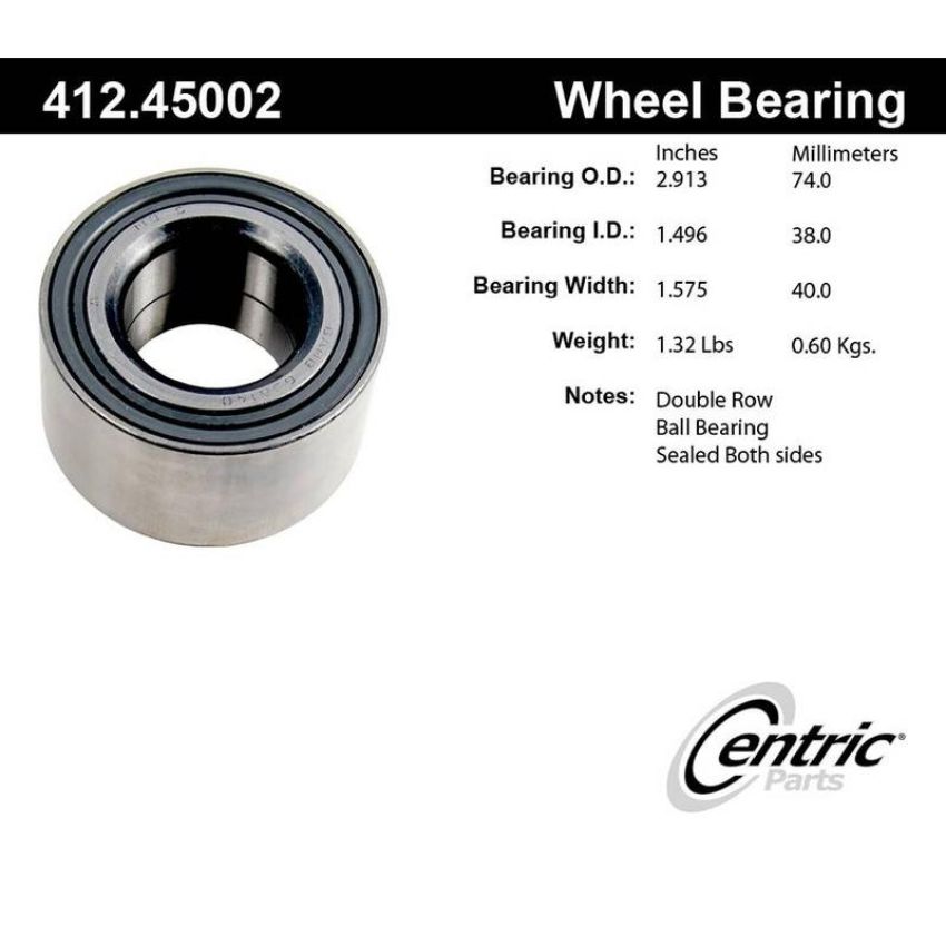 CENTRIC PARTS 412.45002E C-Tek Standard Double Row Wheel Bearing