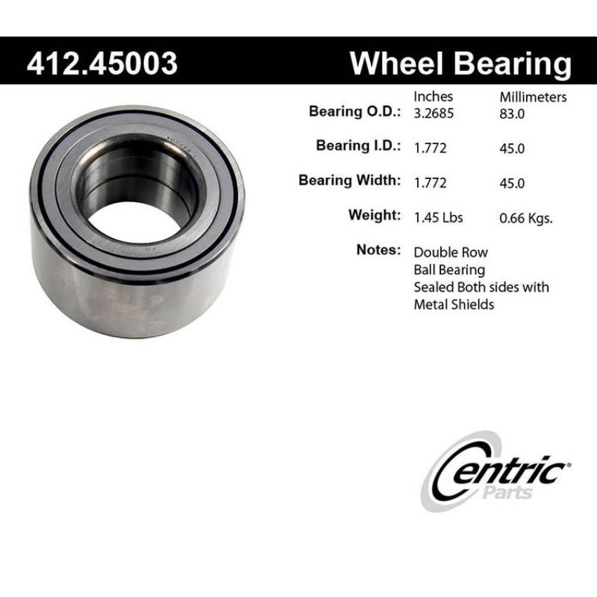 CENTRIC PARTS 412.45003E C-Tek Standard Double Row Wheel Bearing