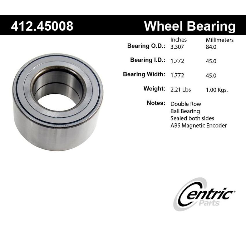 CENTRIC PARTS 412.45008 Centric Premium Double Row Wheel Bearing