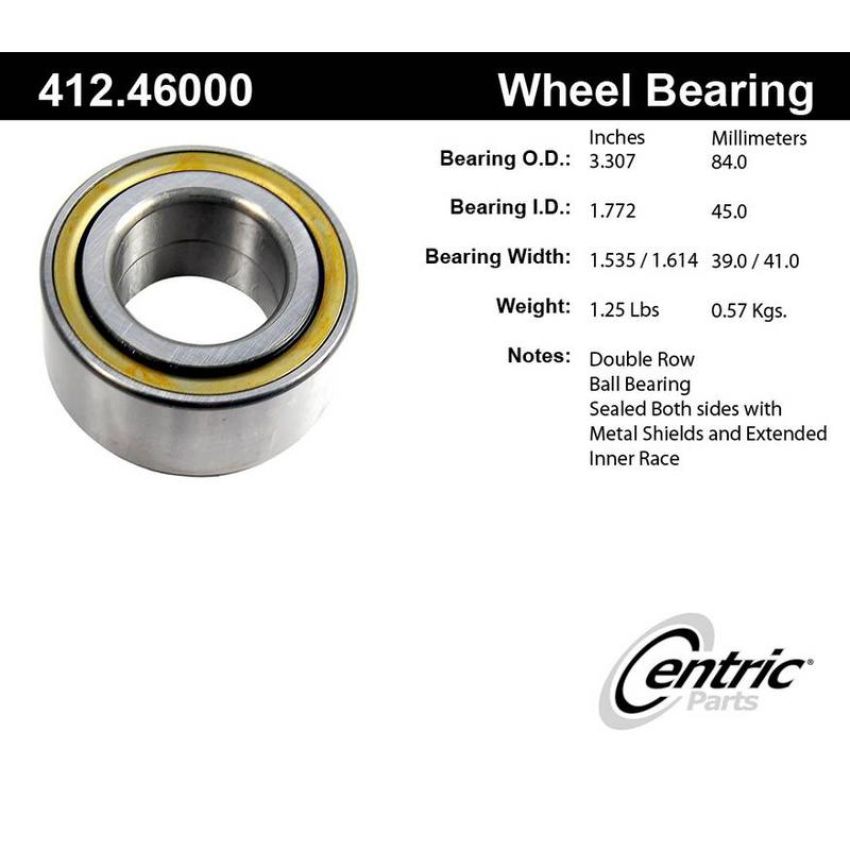 CENTRIC PARTS 412.46000 Centric Premium Double Row Wheel Bearing