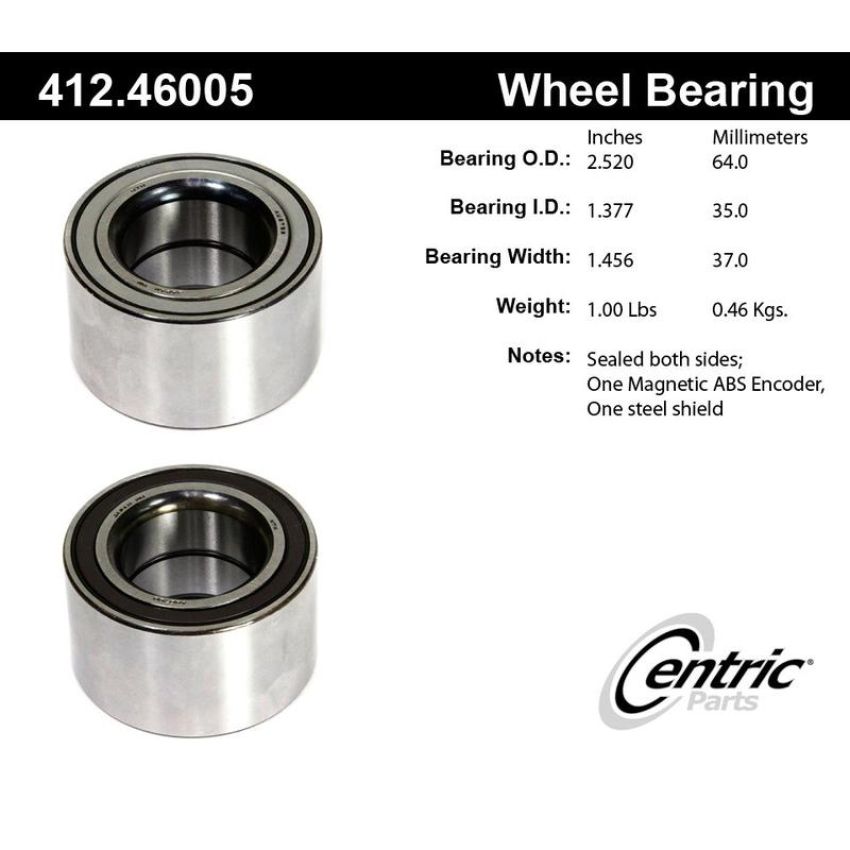 CENTRIC PARTS 412.46005 Centric Premium Double Row Wheel Bearing