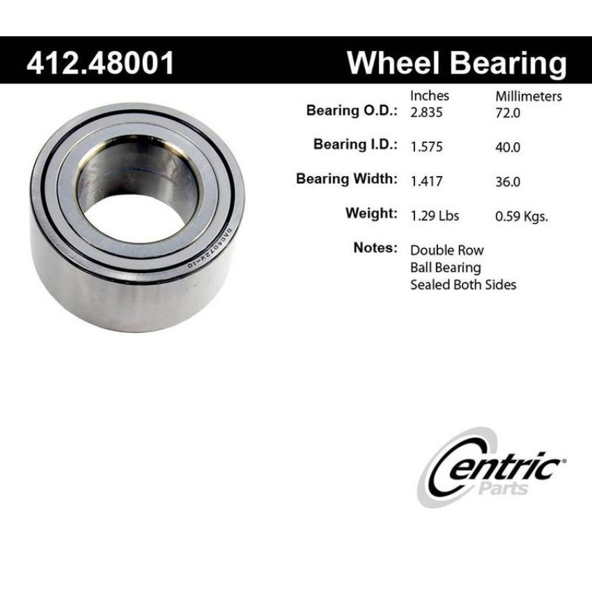 CENTRIC PARTS 412.48001 Centric Premium Double Row Wheel Bearing