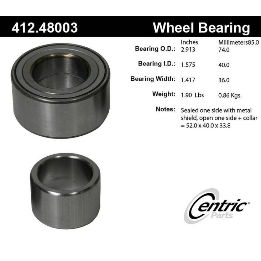 CENTRIC PARTS 412.48003E C-Tek Standard Double Row Wheel Bearing