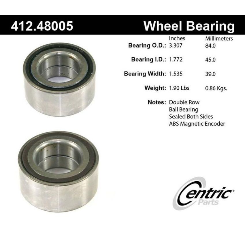 CENTRIC PARTS 412.48005 Centric Premium Double Row Wheel Bearing