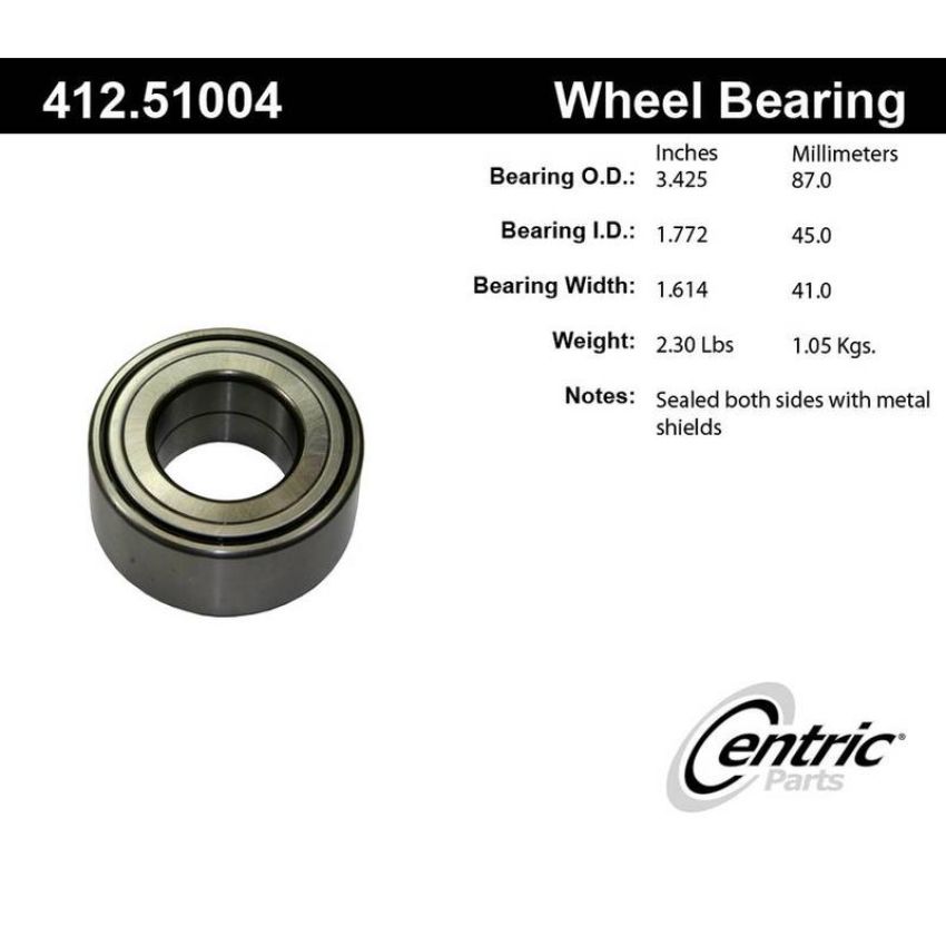 CENTRIC PARTS 412.51004E C-Tek Standard Double Row Wheel Bearing