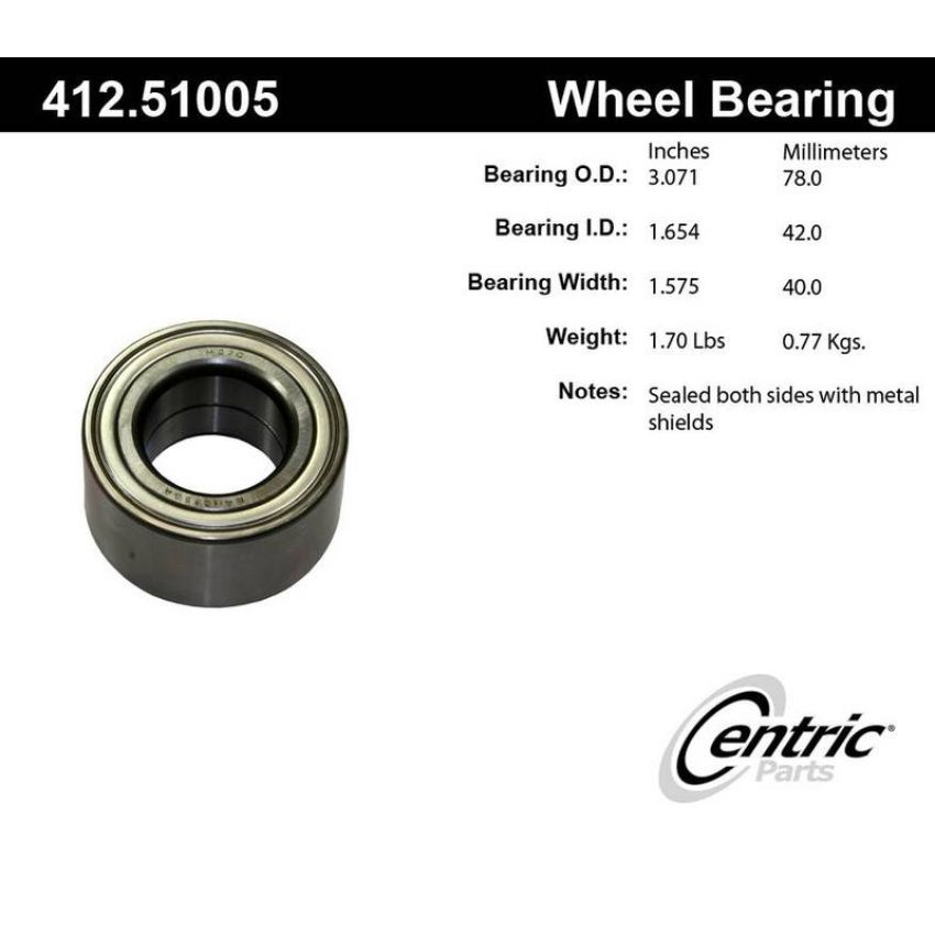 CENTRIC PARTS 412.51005 Centric Premium Double Row Wheel Bearing