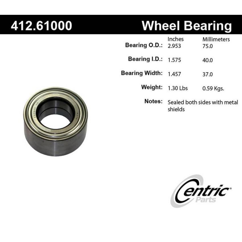 CENTRIC PARTS 412.61000E C-Tek Standard Double Row Wheel Bearing