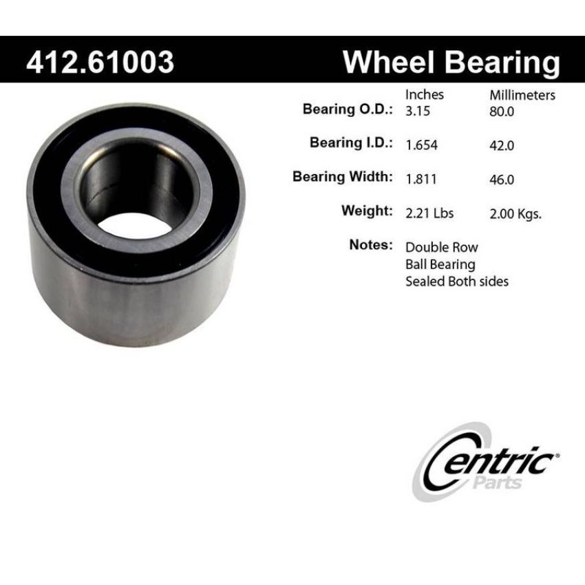 CENTRIC PARTS 412.61003E C-Tek Standard Double Row Wheel Bearing
