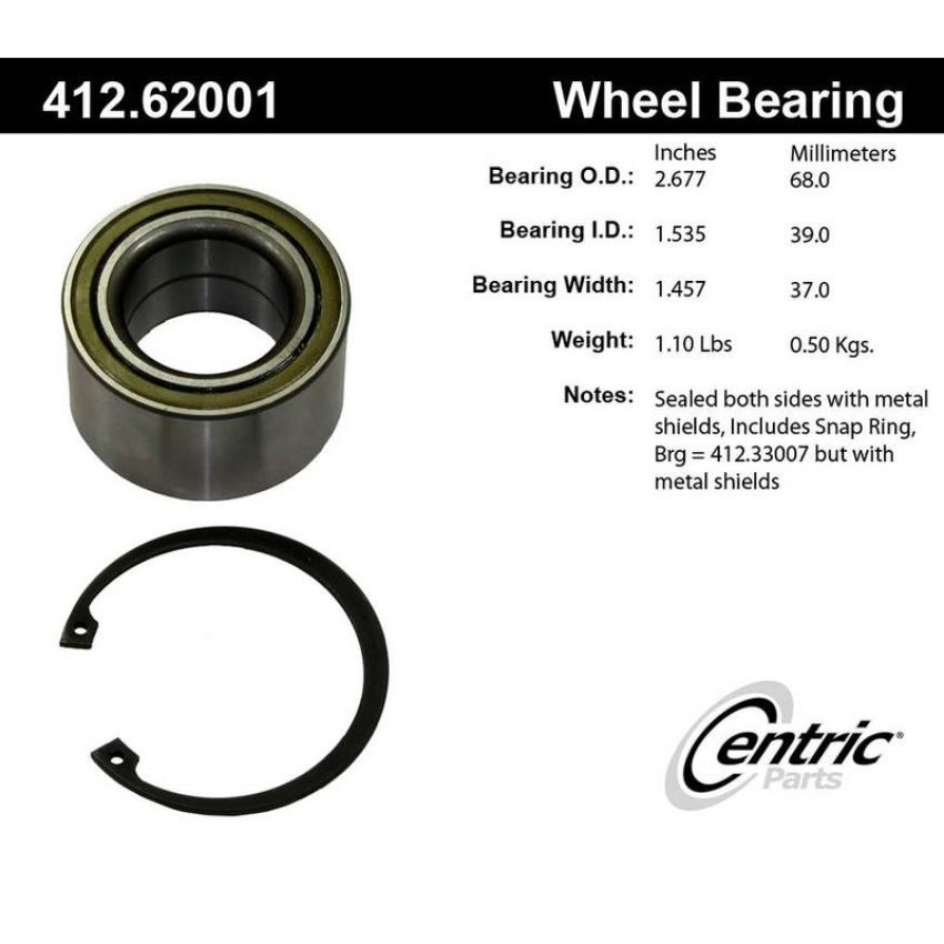 CENTRIC PARTS 412.62001E C-Tek Standard Double Row Wheel Bearing