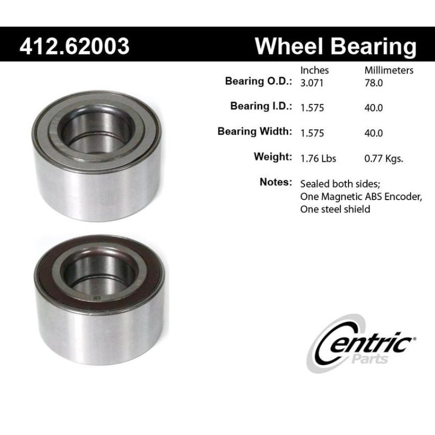 CENTRIC PARTS 412.62003 Centric Premium Double Row Wheel Bearing