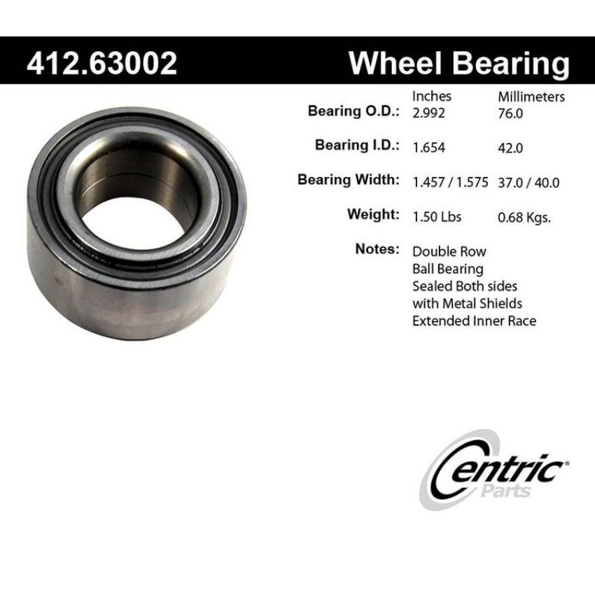 CENTRIC PARTS 412.63002E C-Tek Standard Double Row Wheel Bearing