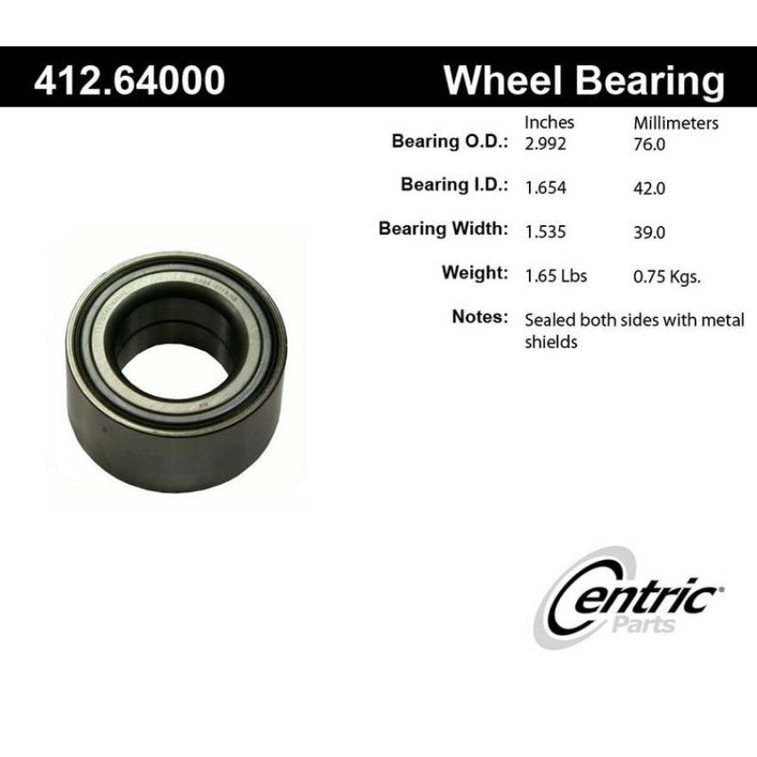 CENTRIC PARTS 412.64000E C-Tek Standard Double Row Wheel Bearing