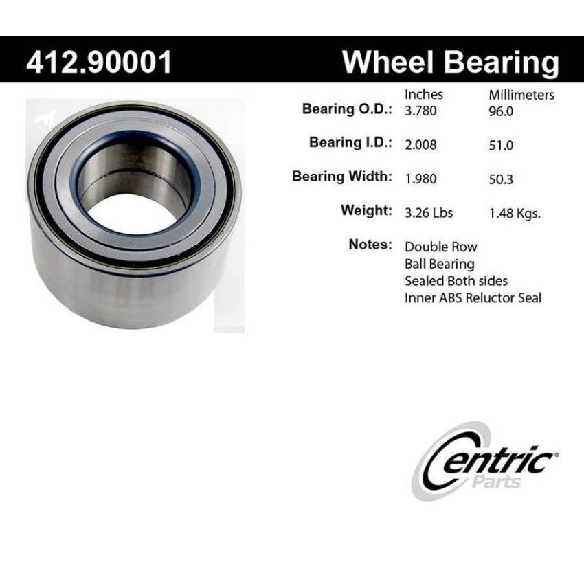 CENTRIC PARTS 412.90001 Centric Premium Double Row Wheel Bearing