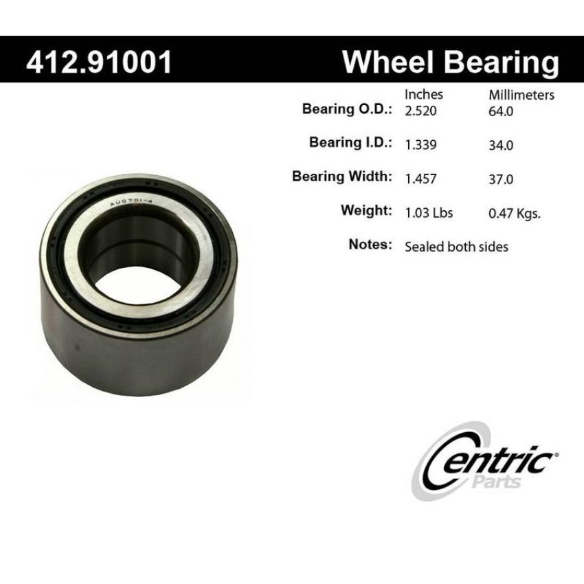 CENTRIC PARTS 412.91001 Centric Premium Double Row Wheel Bearing