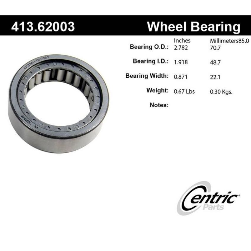 CENTRIC PARTS 413.62003 Centric Premium Axle Shaft Bearing