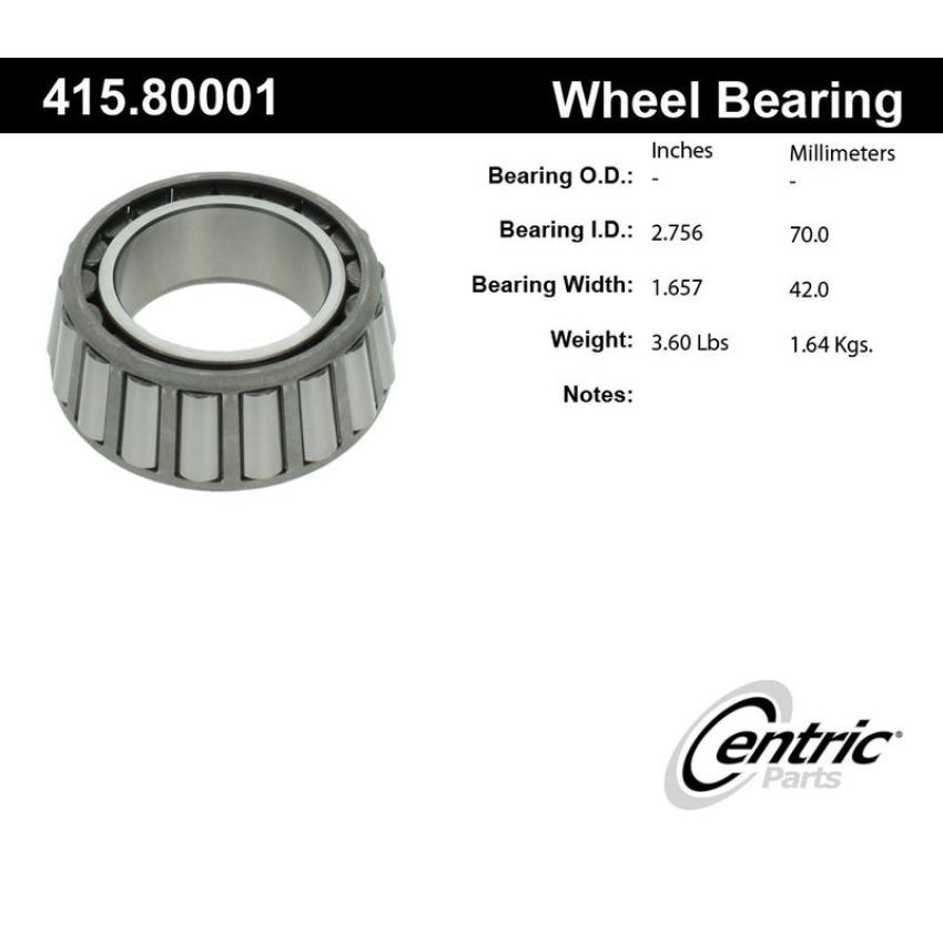 CENTRIC PARTS 415.80001 Centric Premium Bearing Cone