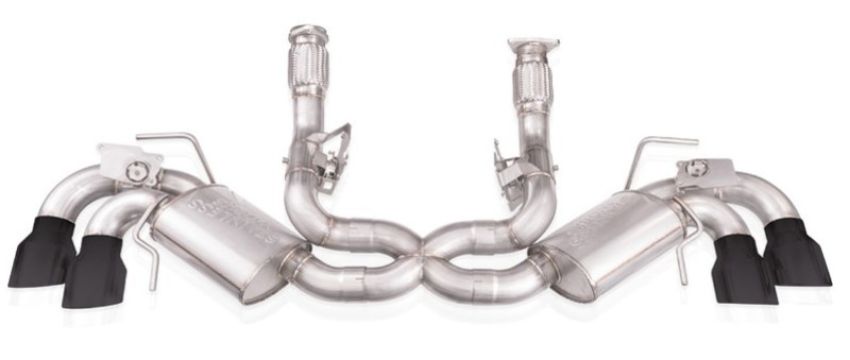 Stainless Works C8CBL-B 20-21 Chevrolet Corvette C8 6.2L Legend Cat-Back Exhaust w/ Matte Black Tips