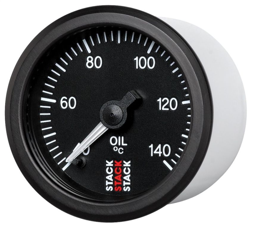 AutoMeter ST3309 Stack 52mm 40-140 Deg C 1/8in NPTF Male Pro Stepper Motor Oil Temp Gauge - Black