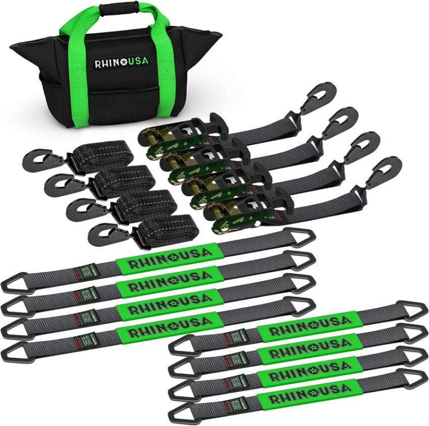 Rhino USA TD-VS2INKIT-SNAP Heavy Duty Vehicle Tie Down Kit (Snap Hook)